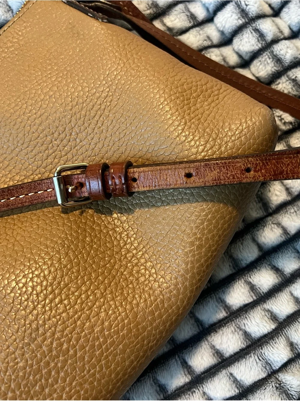 Dooney & Bourke Tan Pebble Leather Crossbody with Brown Trim